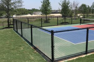 Chain LInk  fence black tennis court