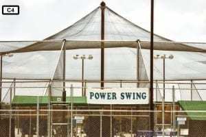 Chain link fence at baseball cages c4