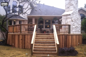 Round wooden deck with stairs- D012