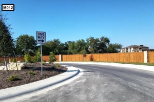 long wooden fence with stone piliars- M012