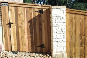 Wooden fence with stone piliars- M016