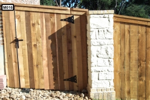 Wooden fence with stone piliars- M016 Wooden fence with stone piliars- M016