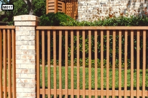 Wooden fence line with stone piliars- M017