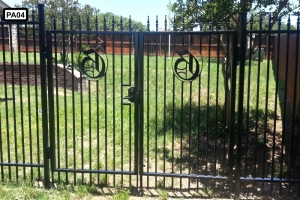 Custom built logos on metal fence- PA04