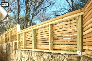 1x4 slat Western Red Cedar Slat Fence with Cedar Cap and treated frame